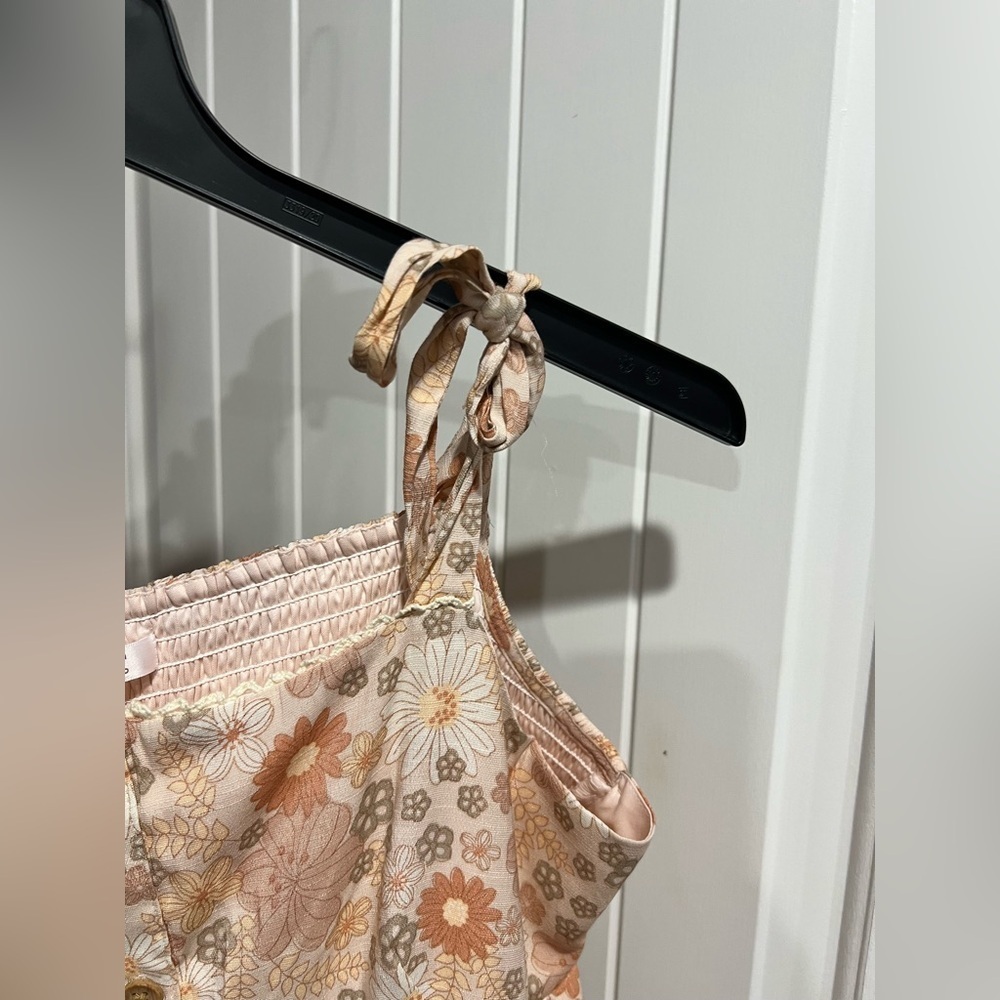 LC Lauren Conrad tan peach flower floral dress petite XL PXL - Picture 9 of 12